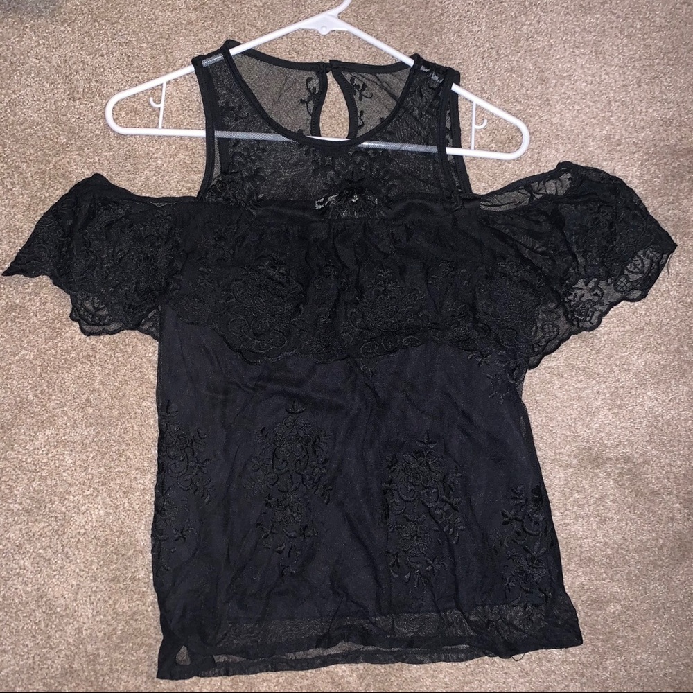 Black Lacey off the shoulder top - Size Small